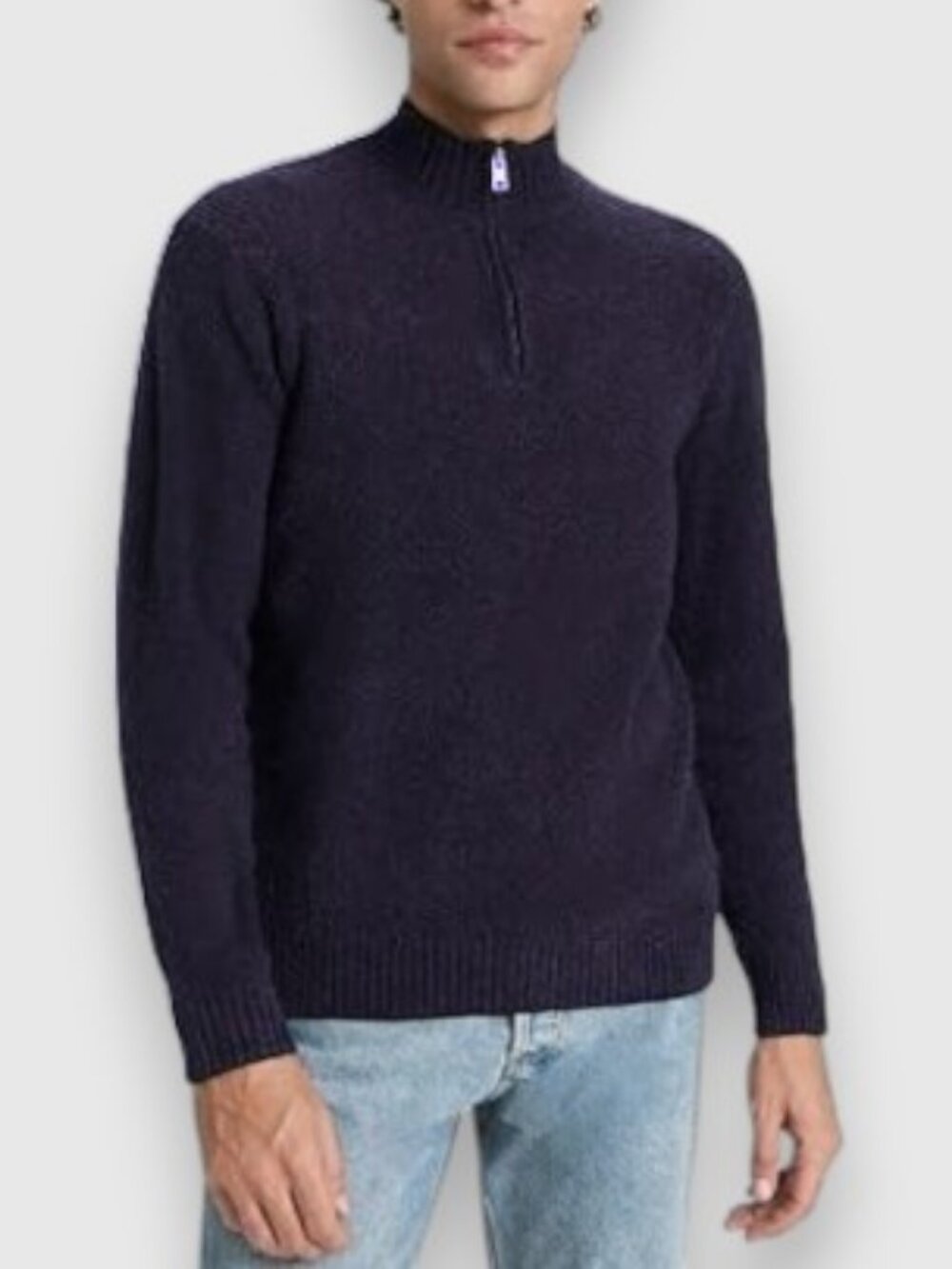 Club Monaco wool quarter zip sweater navy blue men's size M